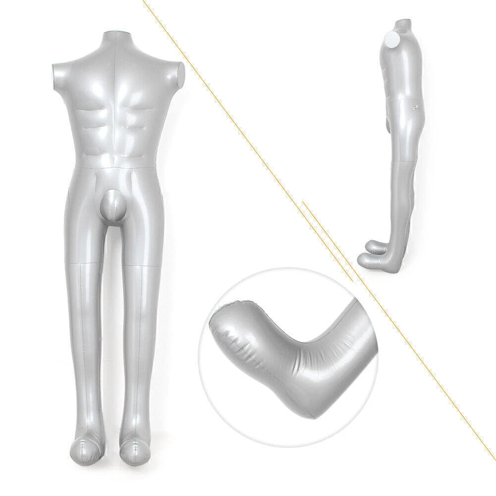 Inflatable Mannequin Torso Display for Fashion (Silver, Armless)