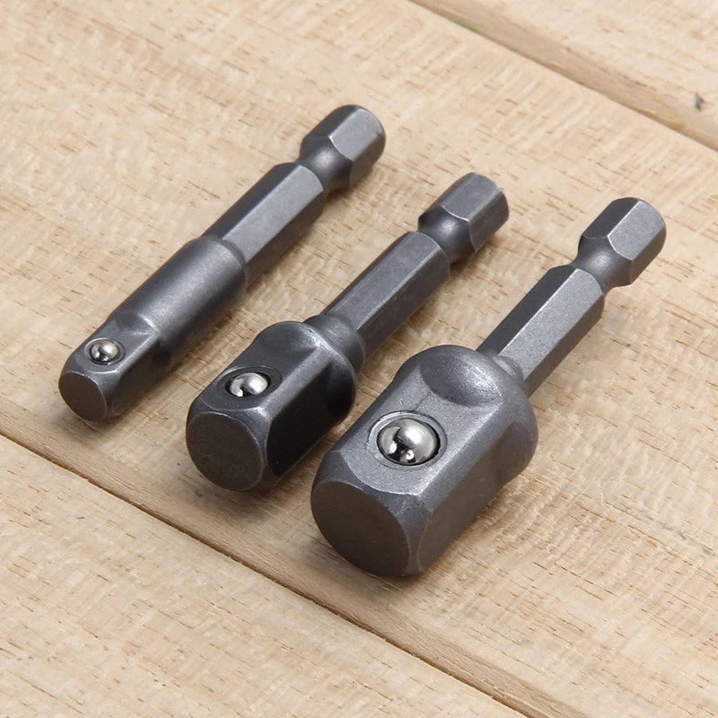 Set of 4 Drill Socket Adapter Converters 1/4" 3/8" 1/2" Drive