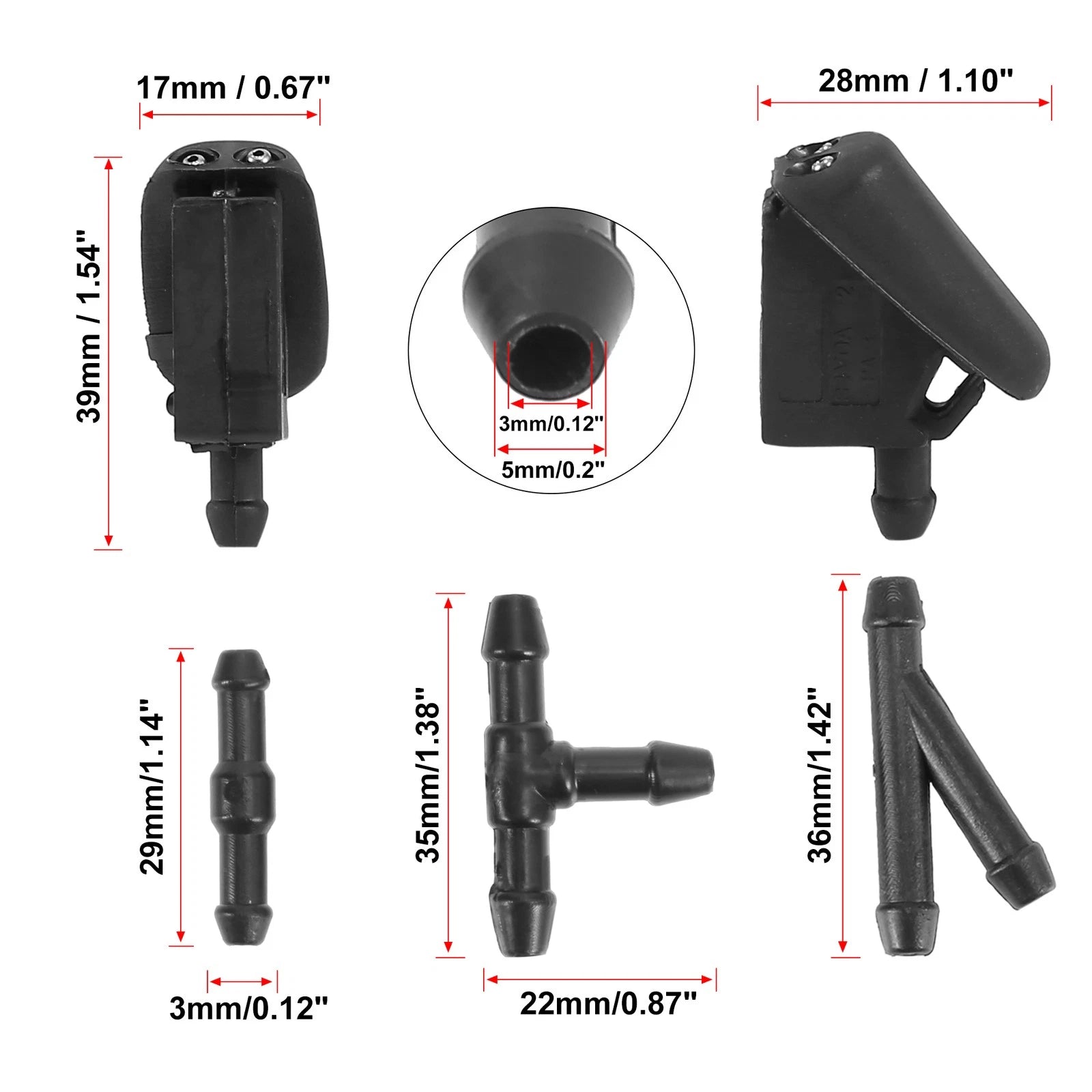 Set of 2 Windshield Washer Nozzles for Ford Fiesta (2001–2007)