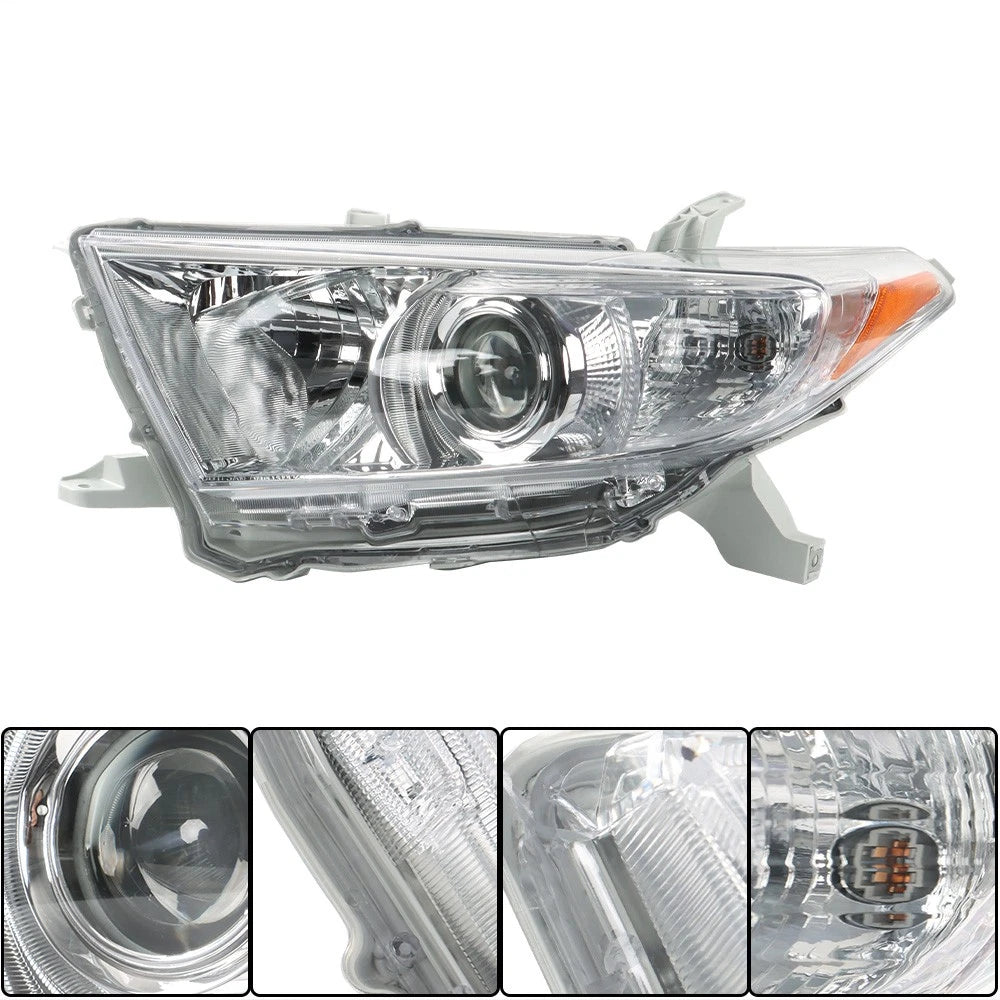 Headlights for Toyota Highlander (2011–2013) Left + Right Halogen Clear Lens