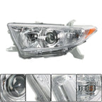 Headlights for Toyota Highlander (2011–2013) Left + Right Halogen Clear Lens