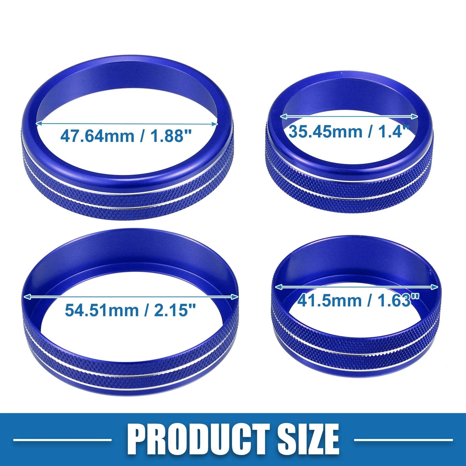 3pcs AC Mode Switch Knob Ring Cover for Nissan Rogue (2021–2022) Blue