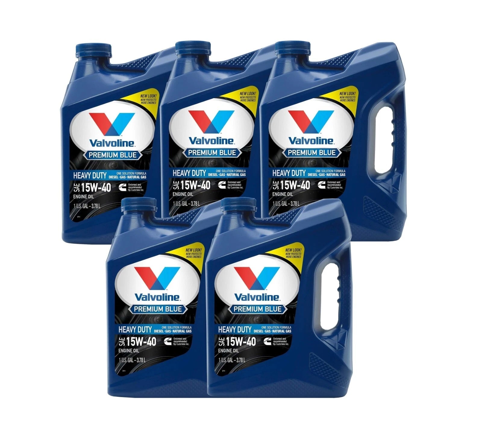 Set of 5 Gallons Premium Blue One Solution Diesel Engine Oil SAE 15W-40