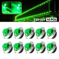 10PCS Green LED Strobe Marker Lights for Trailer Truck (12V)