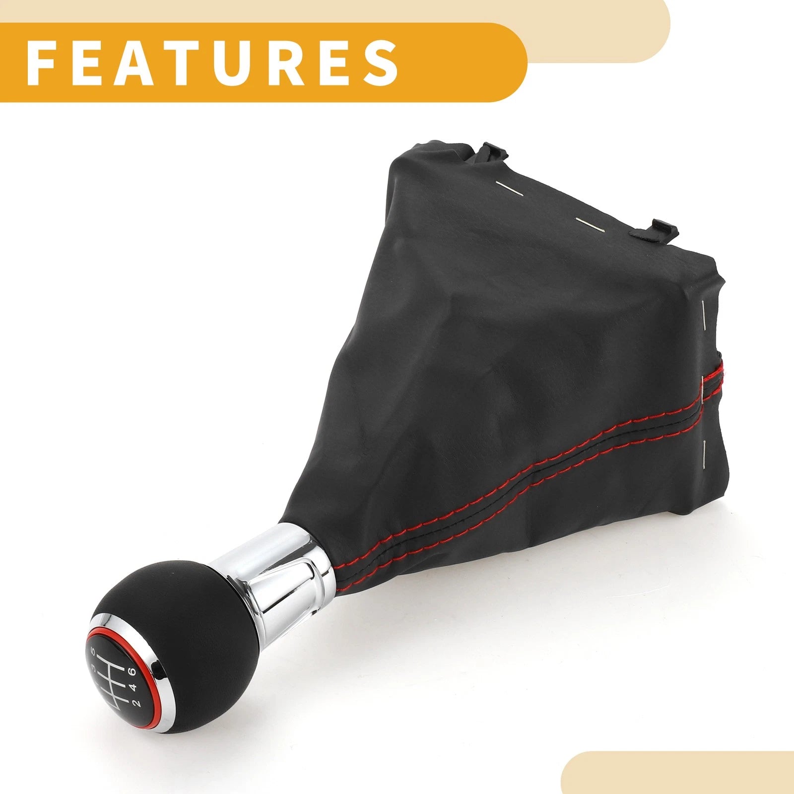 6 Speed Gear Shift Knob with Boot for Audi A3 (2008–2013) Faux Leather
