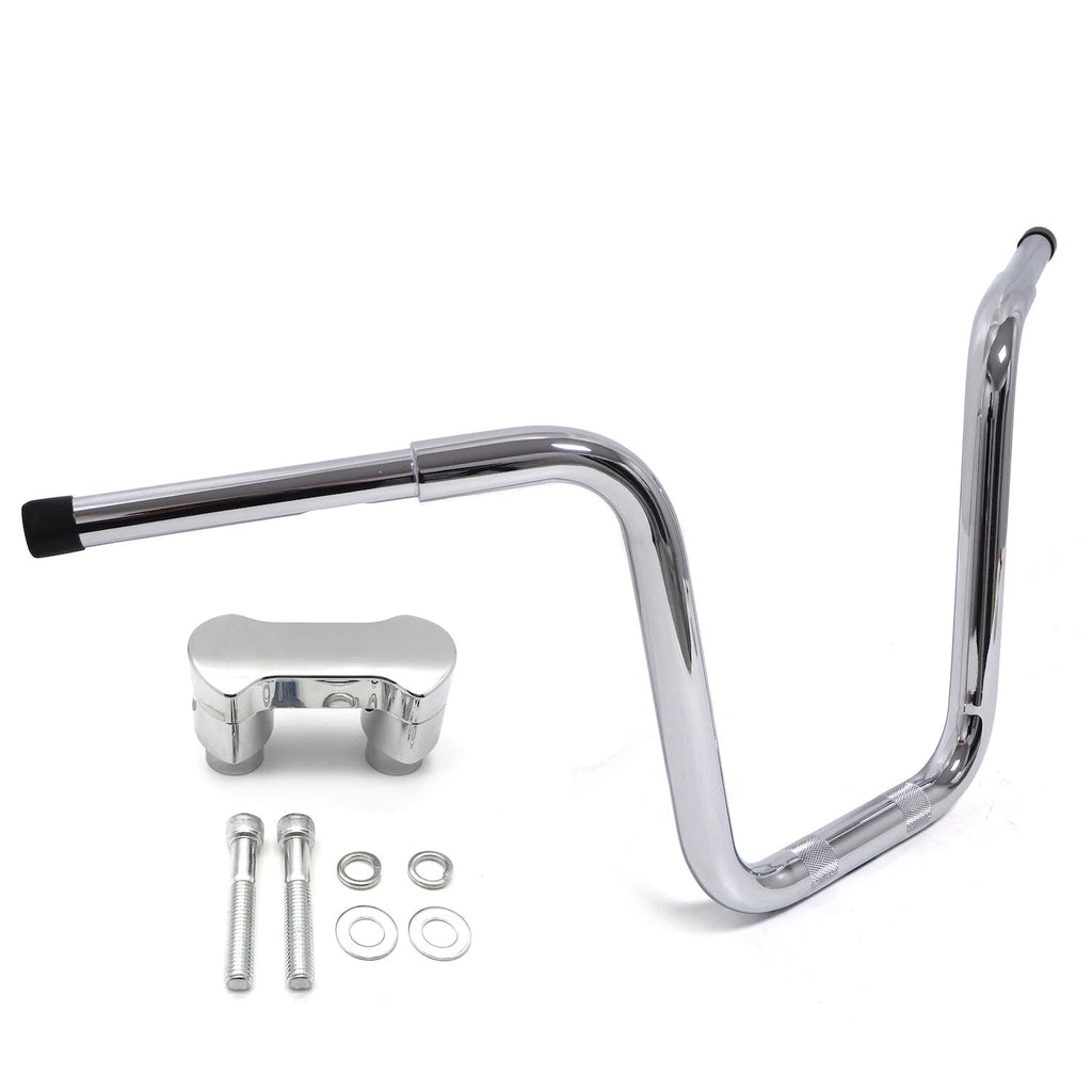 Chrome 14" Fat Mini Handlebar w/ Riser for Harley Softail FXSB (2013–2017) & FXDF/FLHR (2003–2017)