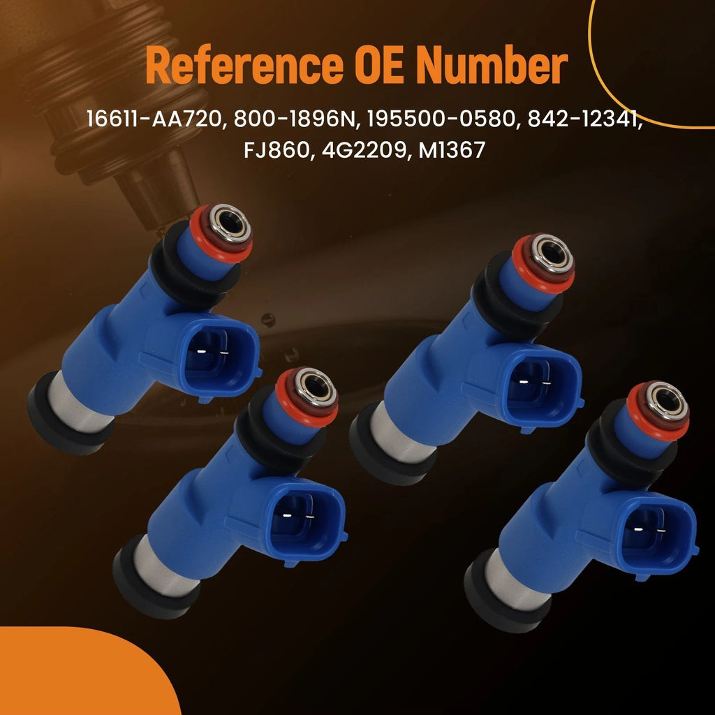 Set of 4 Fuel Injectors for Subaru WRX Legacy GT Forester XT (2006–2014)