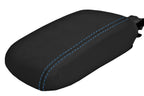 Leather Console Lid Armrest Cover for Subaru Crosstrek (2012–2017) Blue Stitch