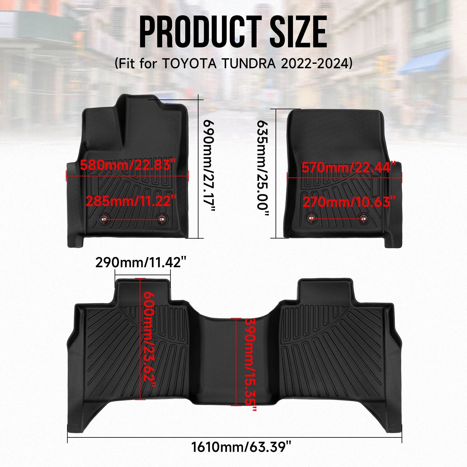 All-Weather Floor Mats Liners for Toyota Tundra CrewMax (2022–2025) TPE Rubber