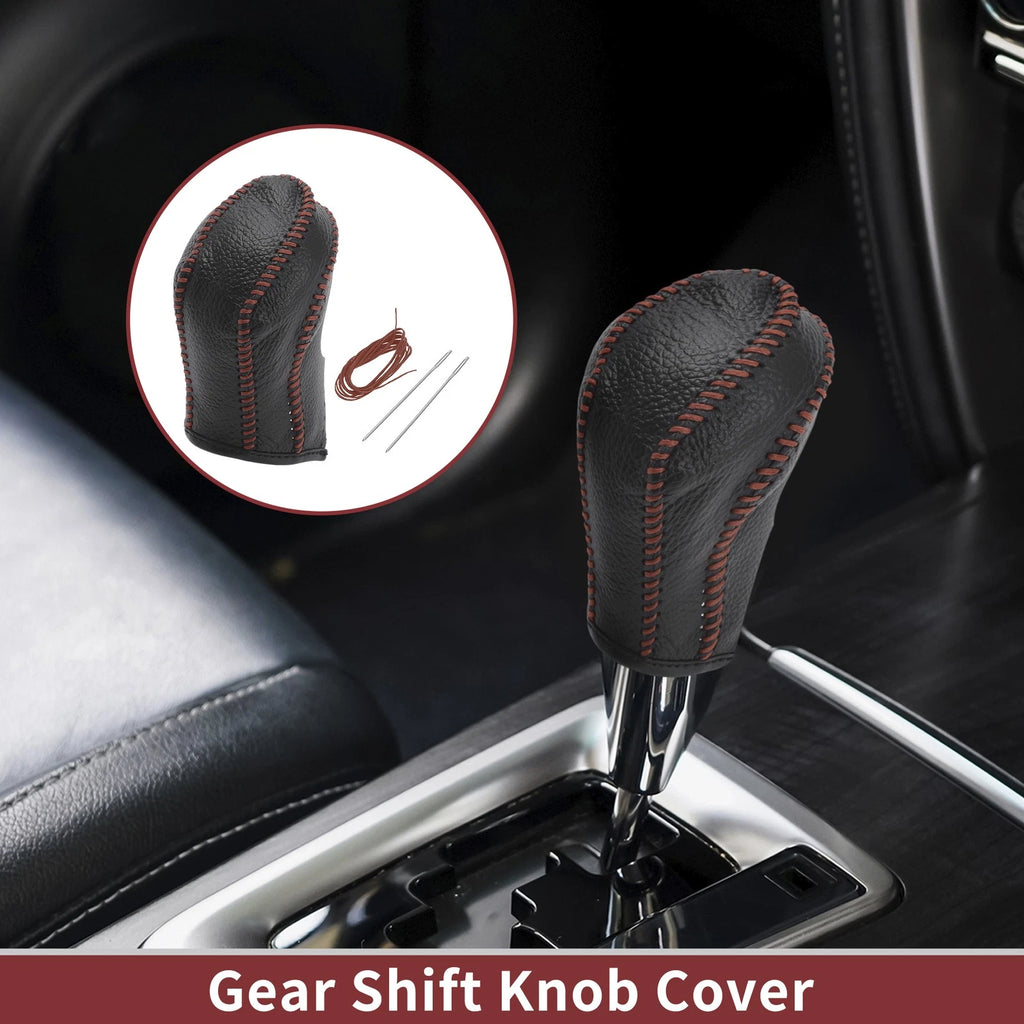 1Pc Gear Shift Knob Cover for Nissan Maxima (2016–2023) Black Brown Faux Leather