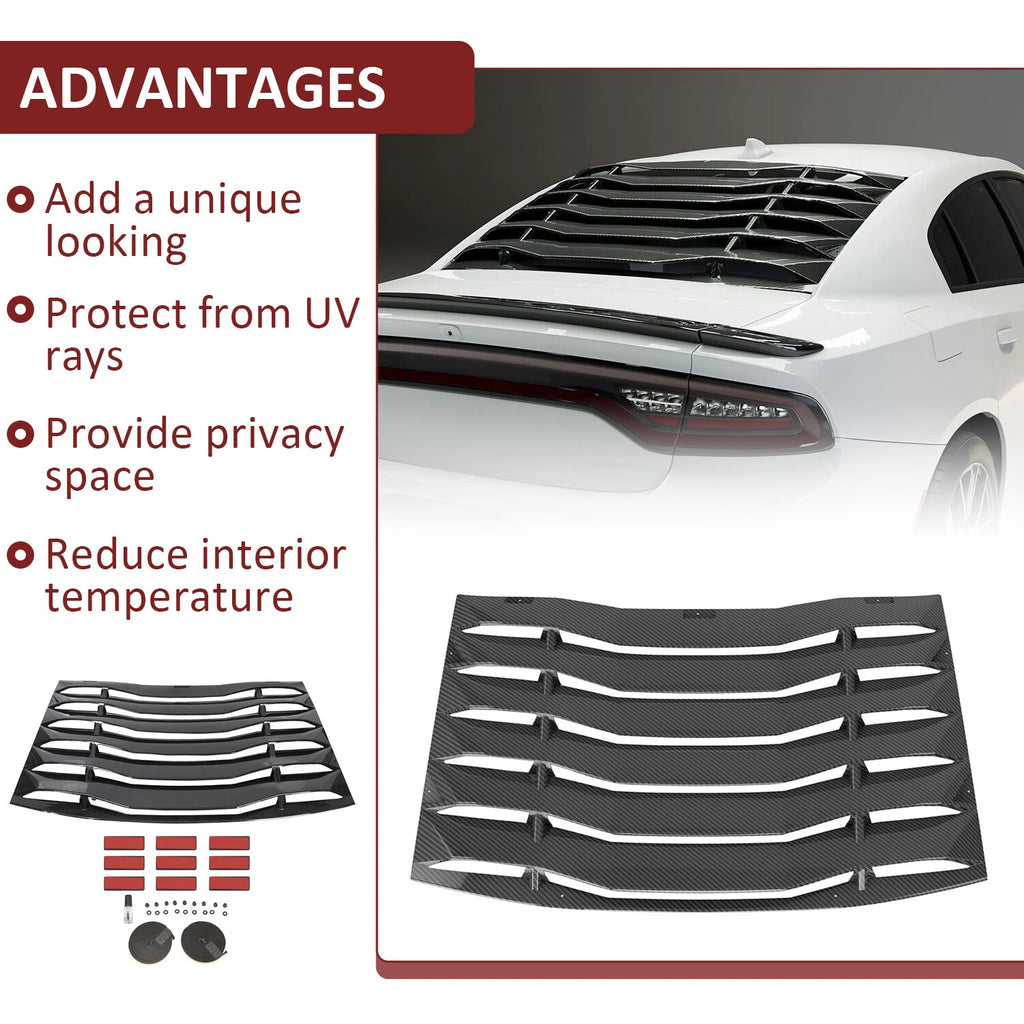 Carbon Fiber Rear Window Louvers for Dodge Charger (2011-2023)