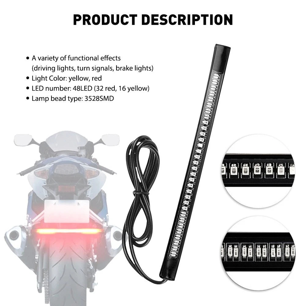 2X LED Turn Signal Tail Light for Motorcycle (Amber Red)