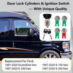 Door & Ignition Switch Lock Cylinder w/ Keys for Ford E-150 E-250 (1997–2018)