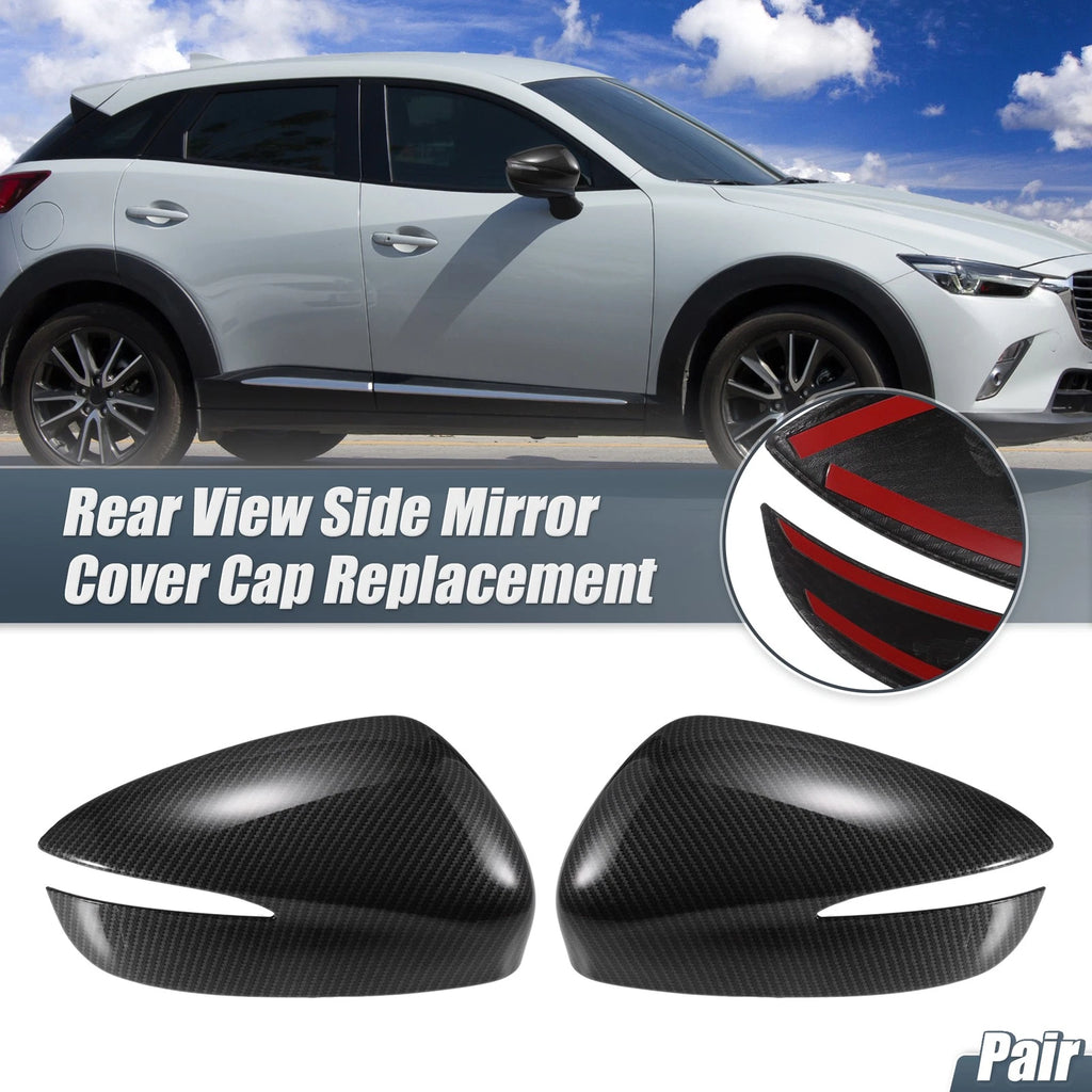 Pair Rearview Mirror Cover Overlay for Mazda CX-3 (2017–2018) - Carbon Fiber