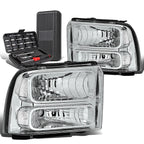 Pair of Chrome Clear Corner Headlight Lamps for Ford Super Duty (2005–2007)