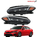 Set of 2 LED Headlamps for Honda Civic Sport/Touring (2022–2023) Black