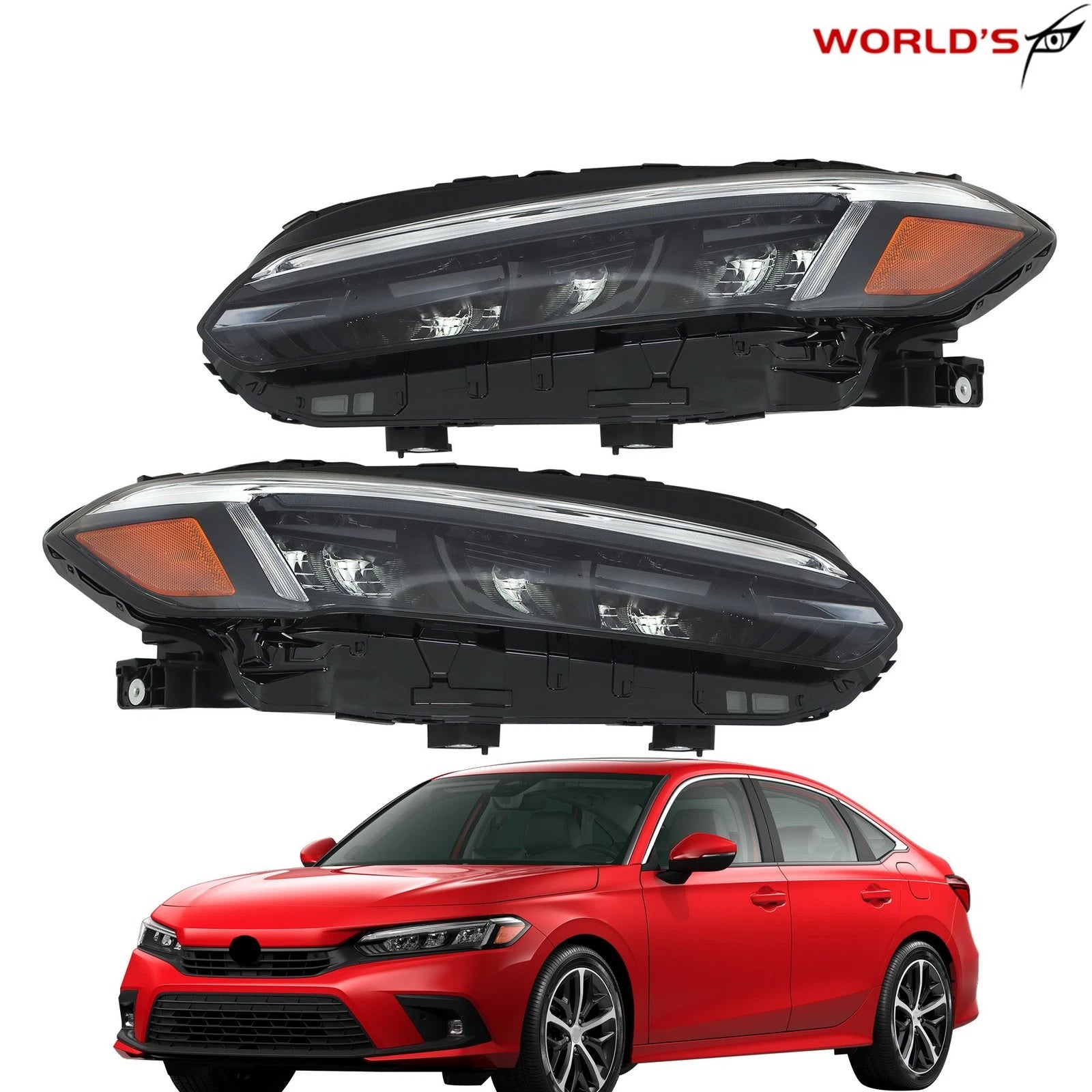 Set of 2 LED Headlamps for Honda Civic Sport/Touring (2022–2023) Black
