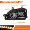 LED Sequential Chasing Signal Projector Headlights for Kenworth T660 (2008–2017)