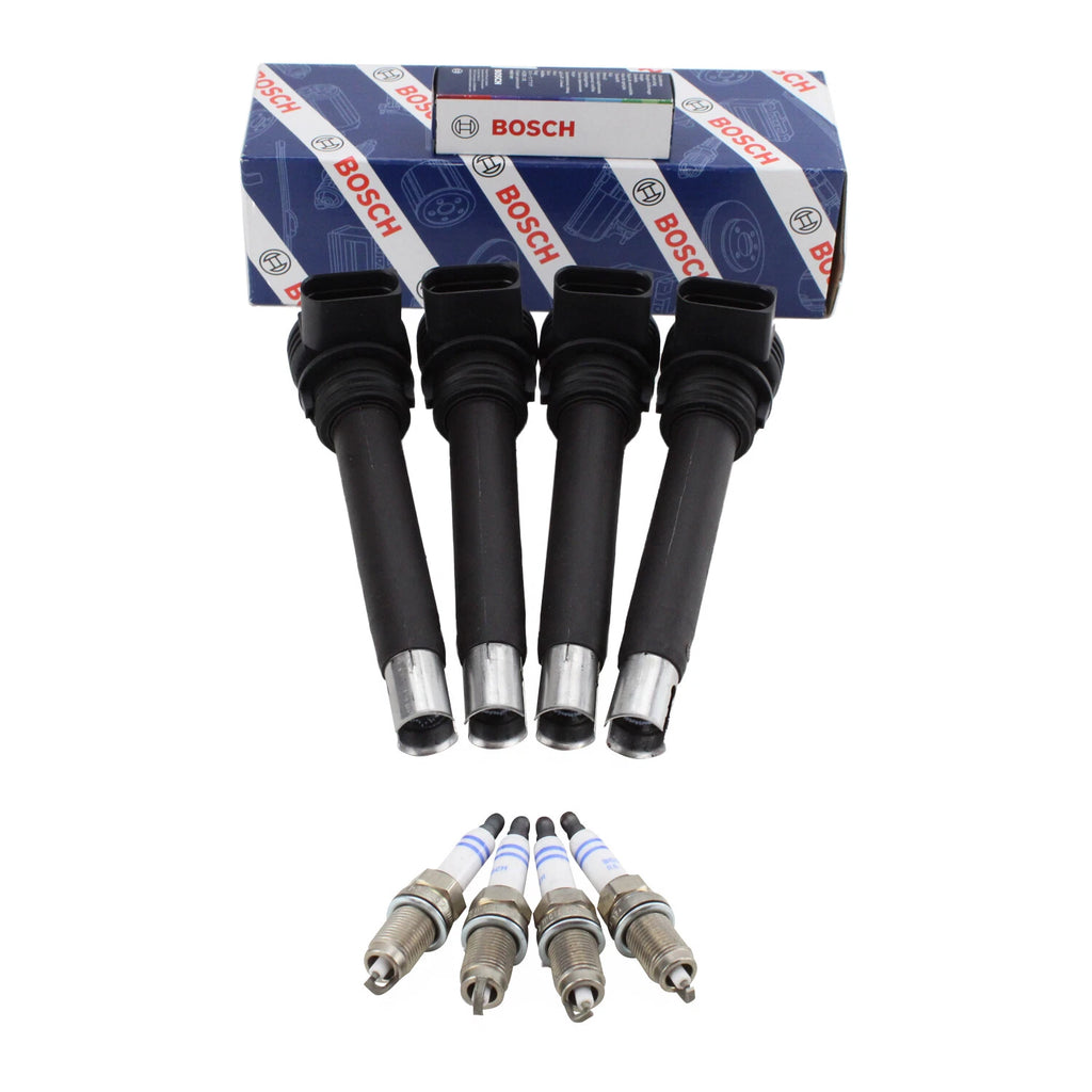 Set of 4 Bosch Ignition Coils & Nickel Spark Plugs for Audi A3 A4 A5, VW Jetta, Passat (2006–2016)