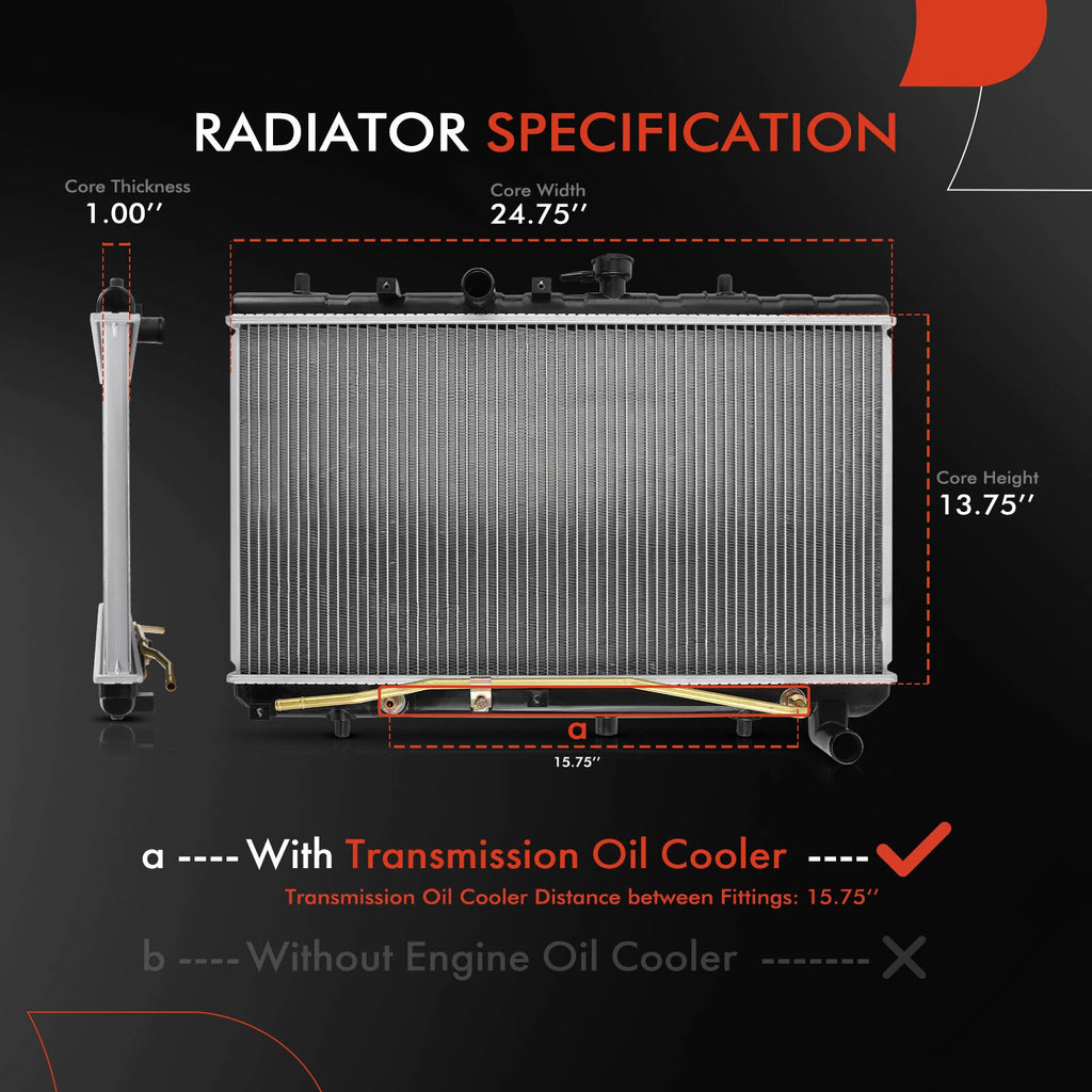 Radiator with Transmission Oil Cooler for Kia Rio (2003–2005)