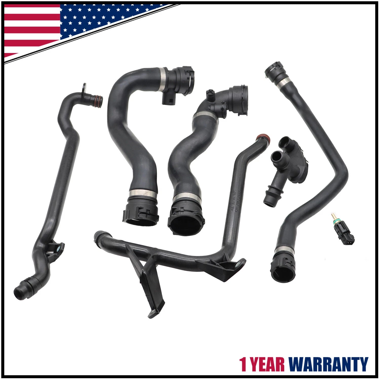 7 Pcs Expansion Tank Coolant Radiator Hose Kit for BMW E46 (1998–2006)