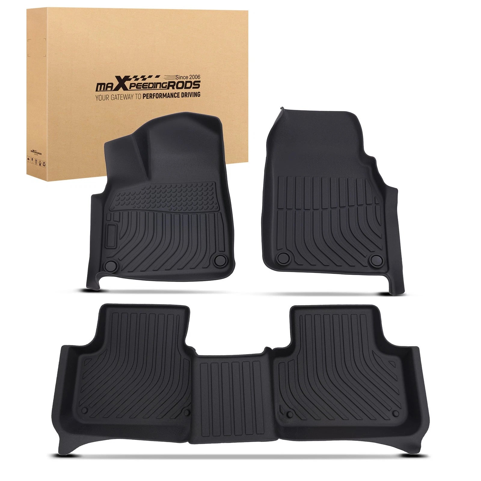 Set of 4 All Weather Floor Mats for Audi Q7 (2017–2025) Black TPE