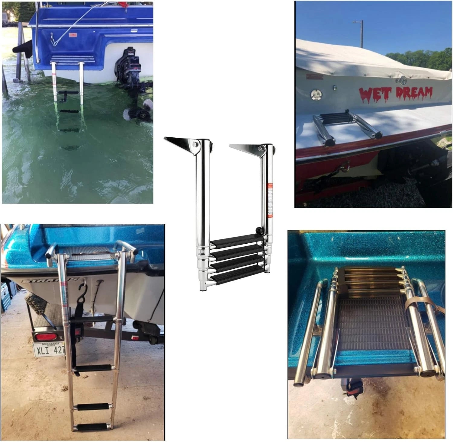 4 Step Stainless Steel Telescoping Boat Ladder for Amarine Made