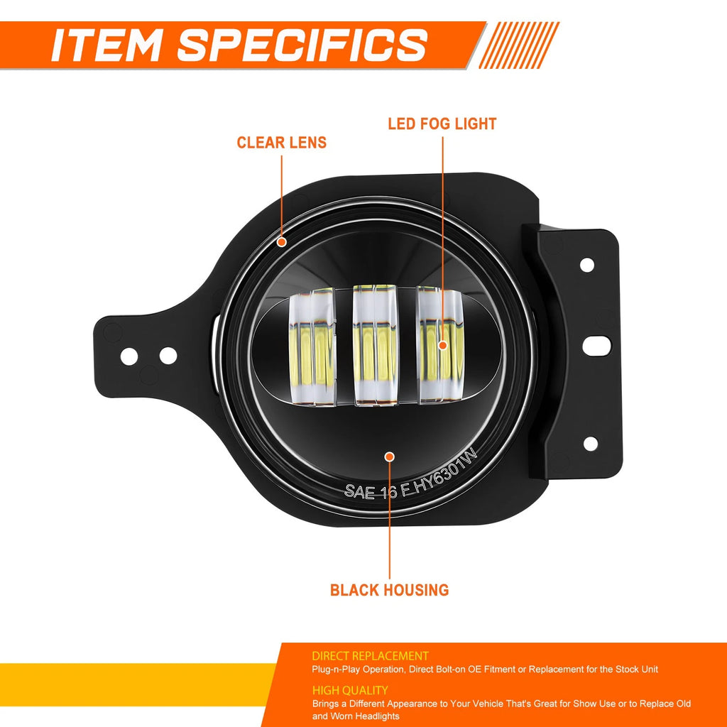LED Projector Fog Lights for Jeep Wrangler JL Gladiator (2018–2026)