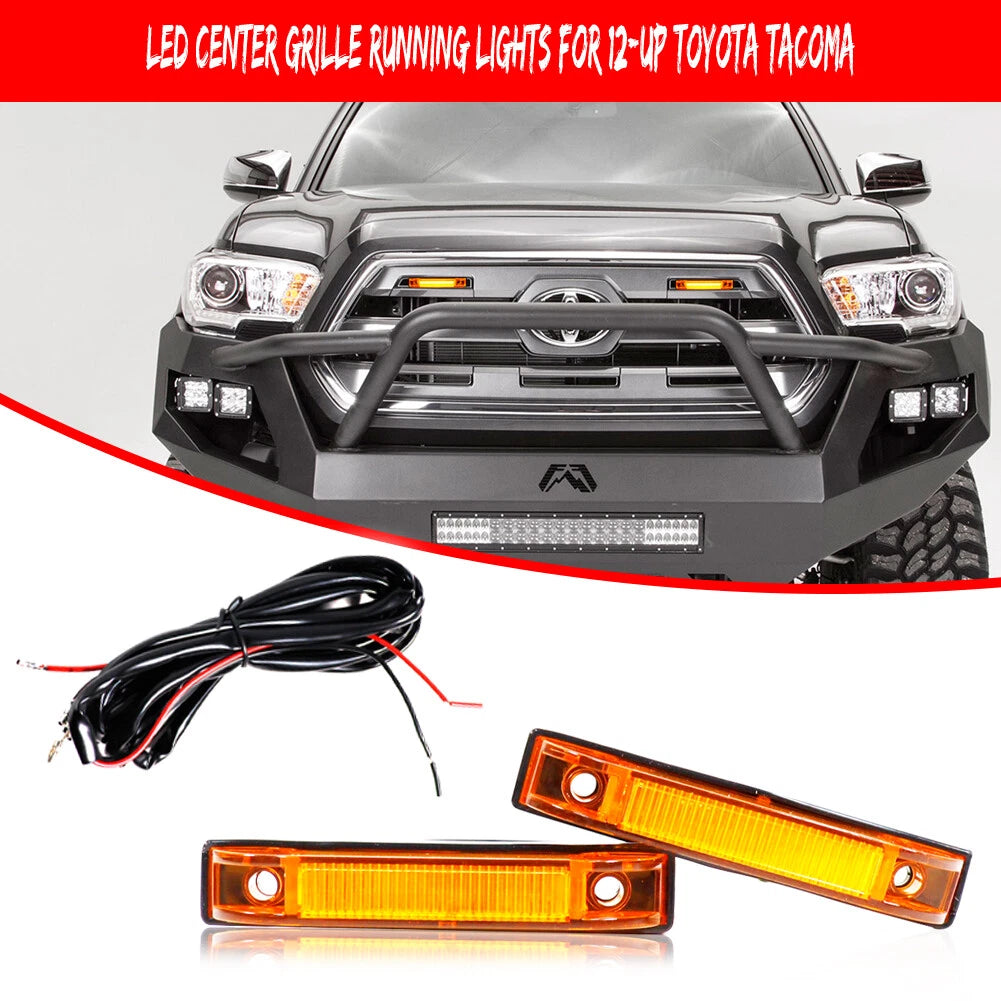 2X Amber LED Front Grille DRL Running Lights for Toyota Tacoma (2012–2023)