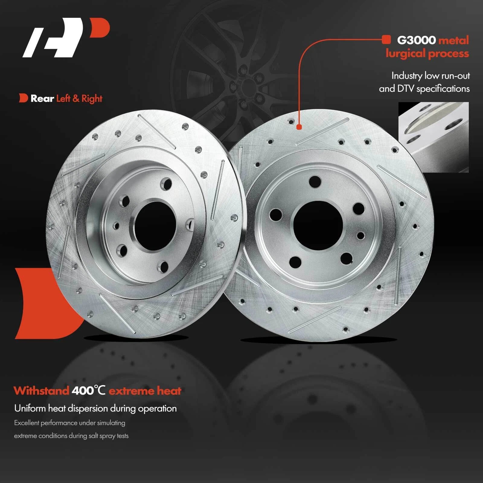 Rear Drilled Brake Rotor & Pad Set for Chevrolet Cruze Sonic (2011–2019)