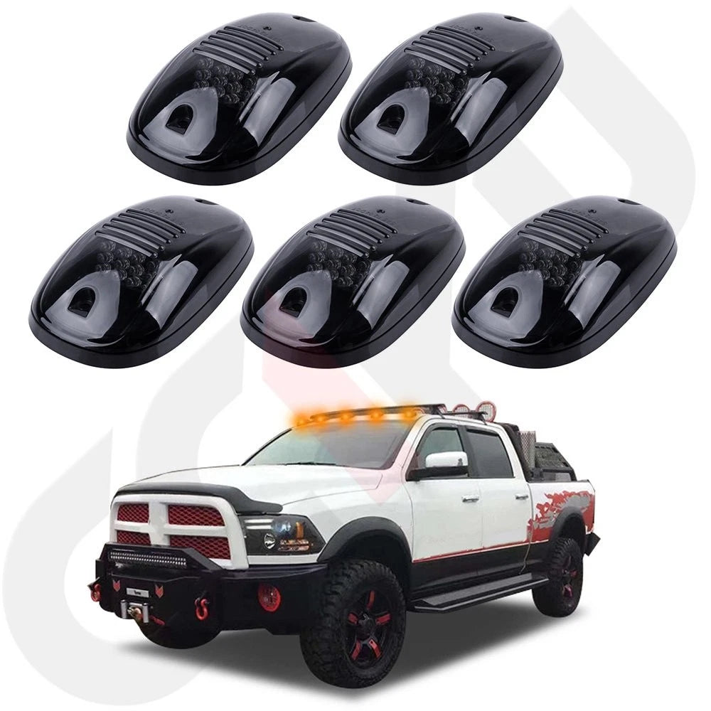 Set of 5 Cab Roof Marker Lights for Dodge Ram 3500 4500 (2003–2018) Yellow Smoke