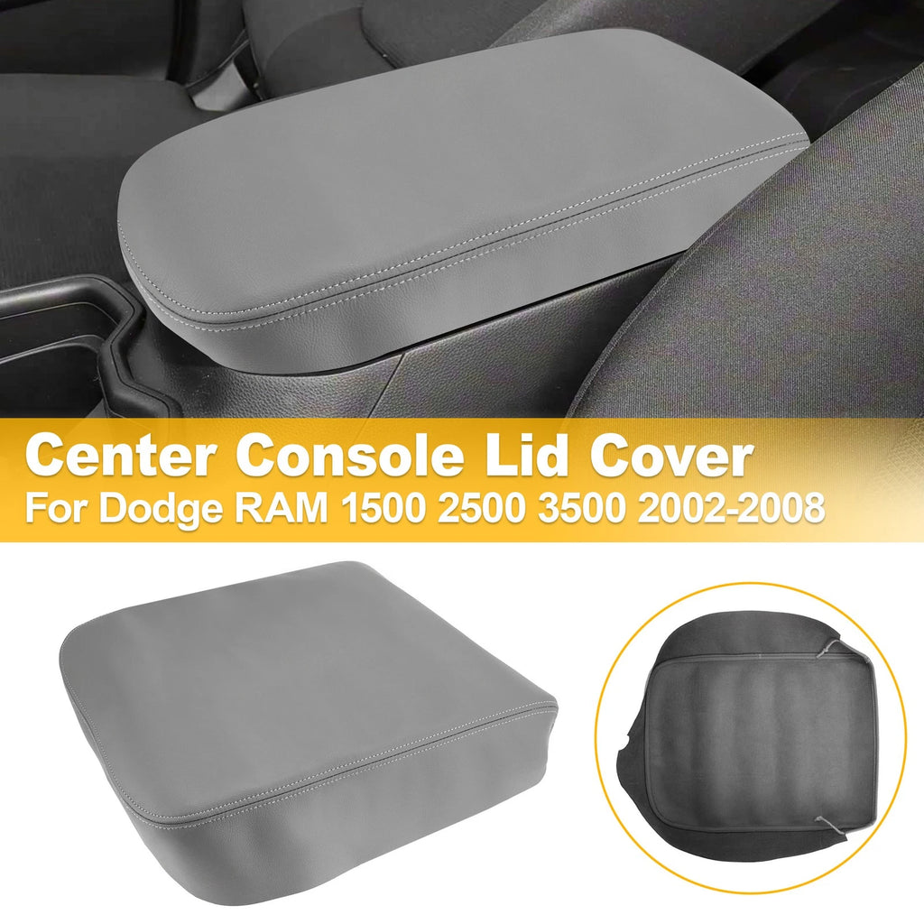 Console Lid Armrest Cover for Dodge RAM 1500 2500 3500 (2002–2008) Gray Leather