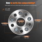 2X 1.5" Wheel Spacers 5x100 12x1.25 for Subaru Forester Outback BRZ Crosstrek (2013–2023)