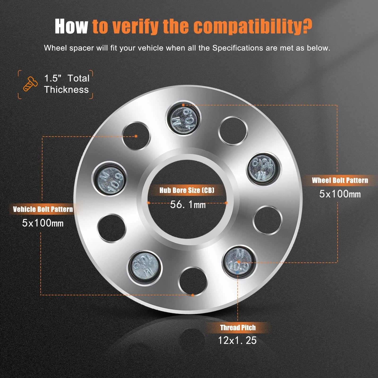 2X 1.5" Wheel Spacers 5x100 12x1.25 for Subaru Forester Outback BRZ Crosstrek (2013–2023)