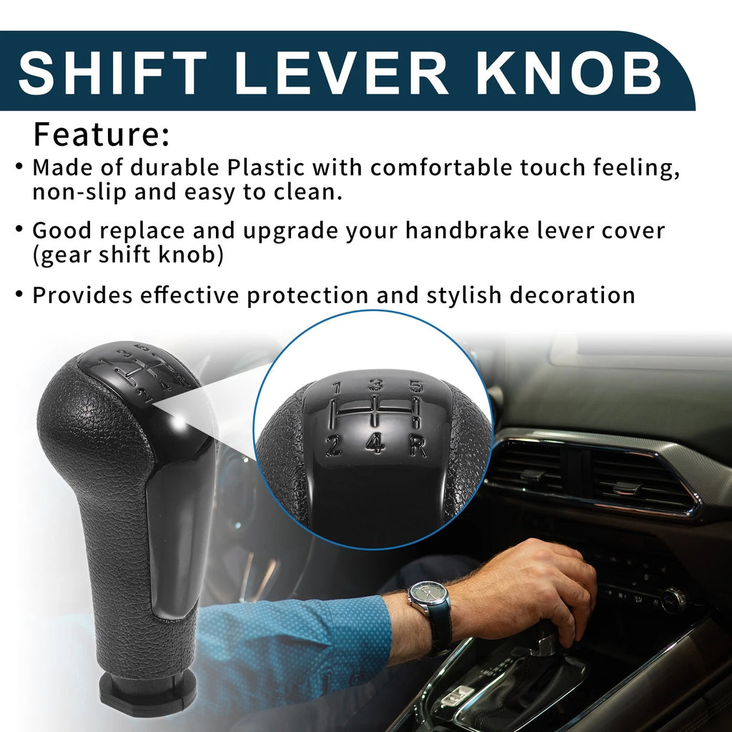 5-Speed Manual Gear Shifter Knob for Chevrolet Spark (2011–2016) Black Plastic