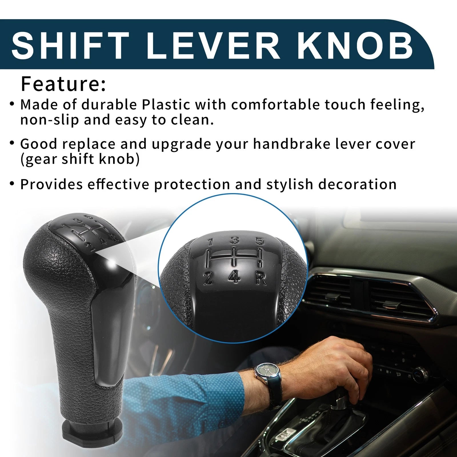 5-Speed Manual Gear Shifter Knob for Chevrolet Spark (2011–2016) Black Plastic