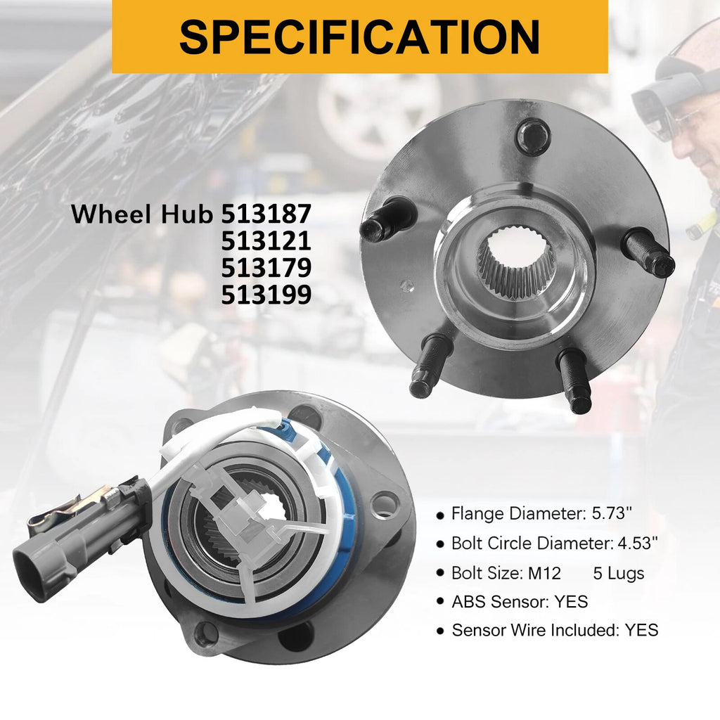 2X Front Wheel Hub Bearings for Grand Prix Impala Limited Lucerne (2006–2011)