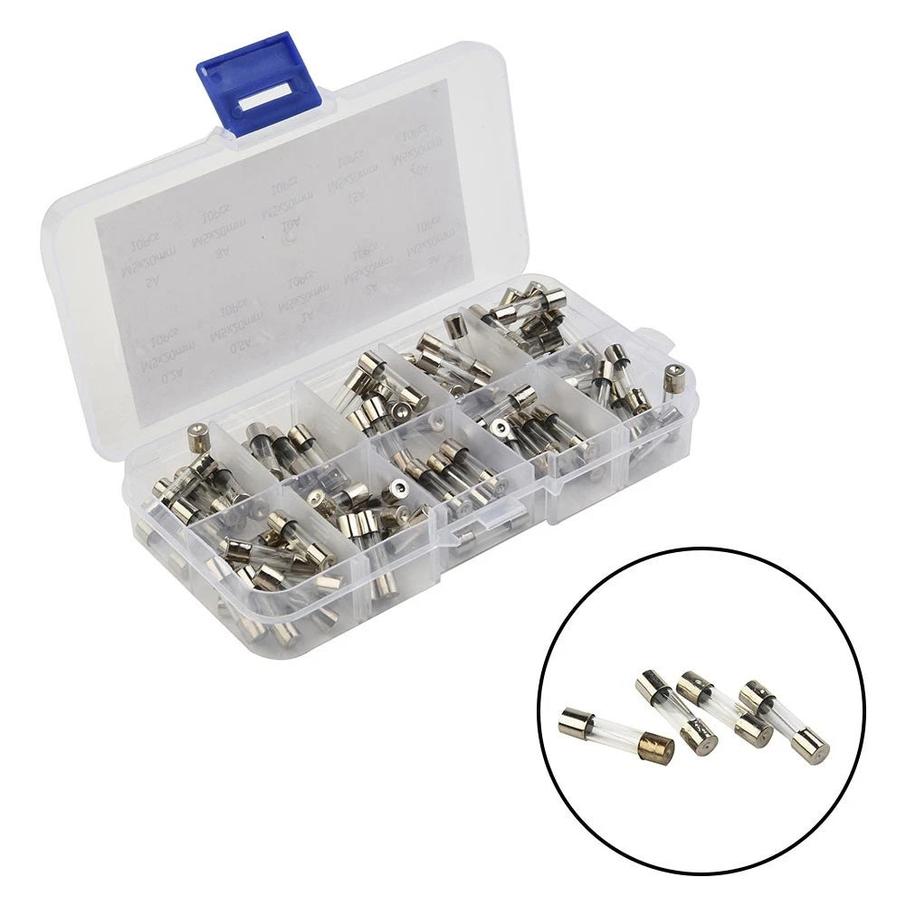 100pcs Fast Blow Glass Fuses Kit 0.2A-20A for Household Use
