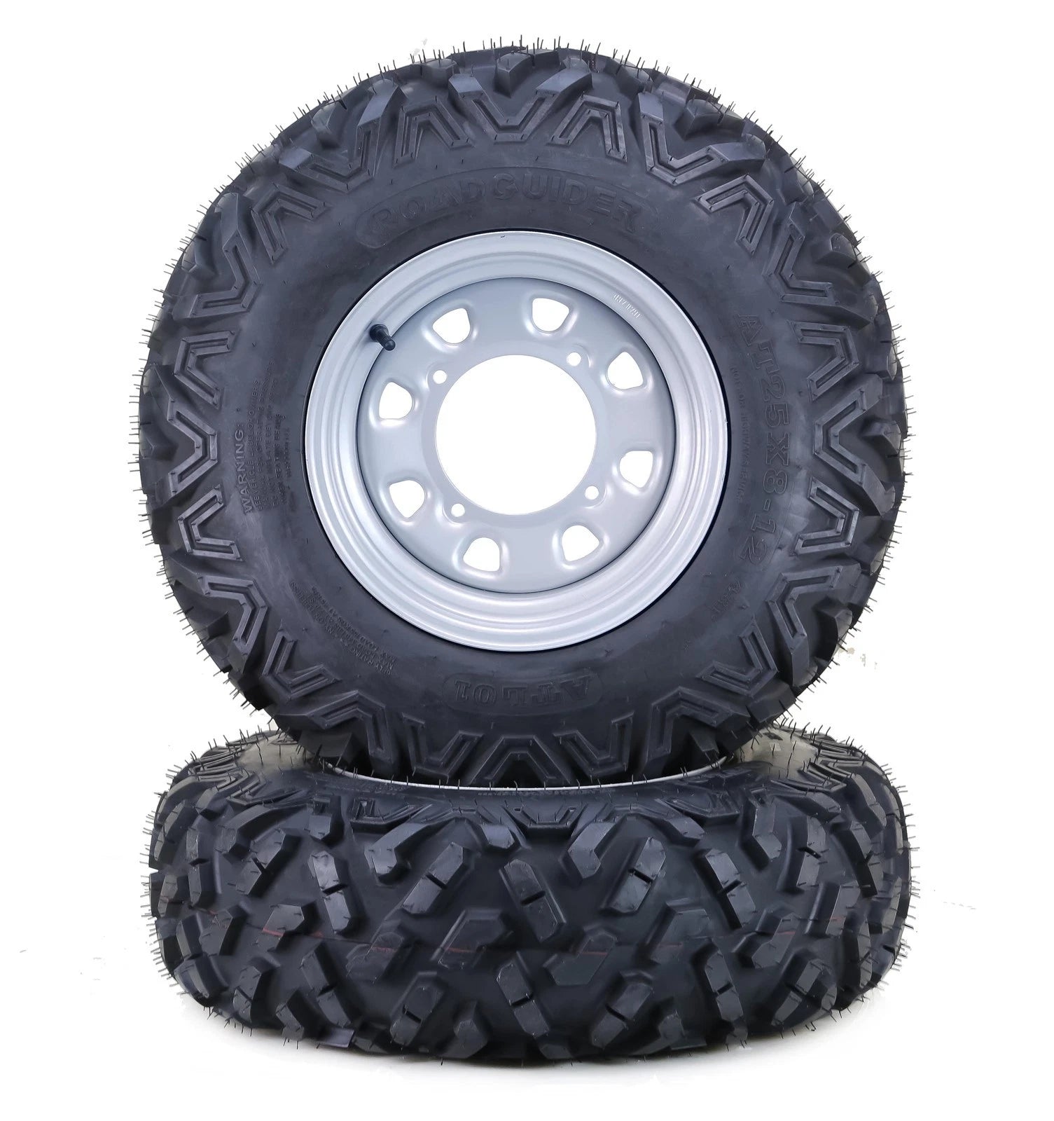 Set of 2 LIBRA ATV Tires & Wheels 26x9-12 6-Ply 4-156 PCD 4+3 Silver Wheel-10395