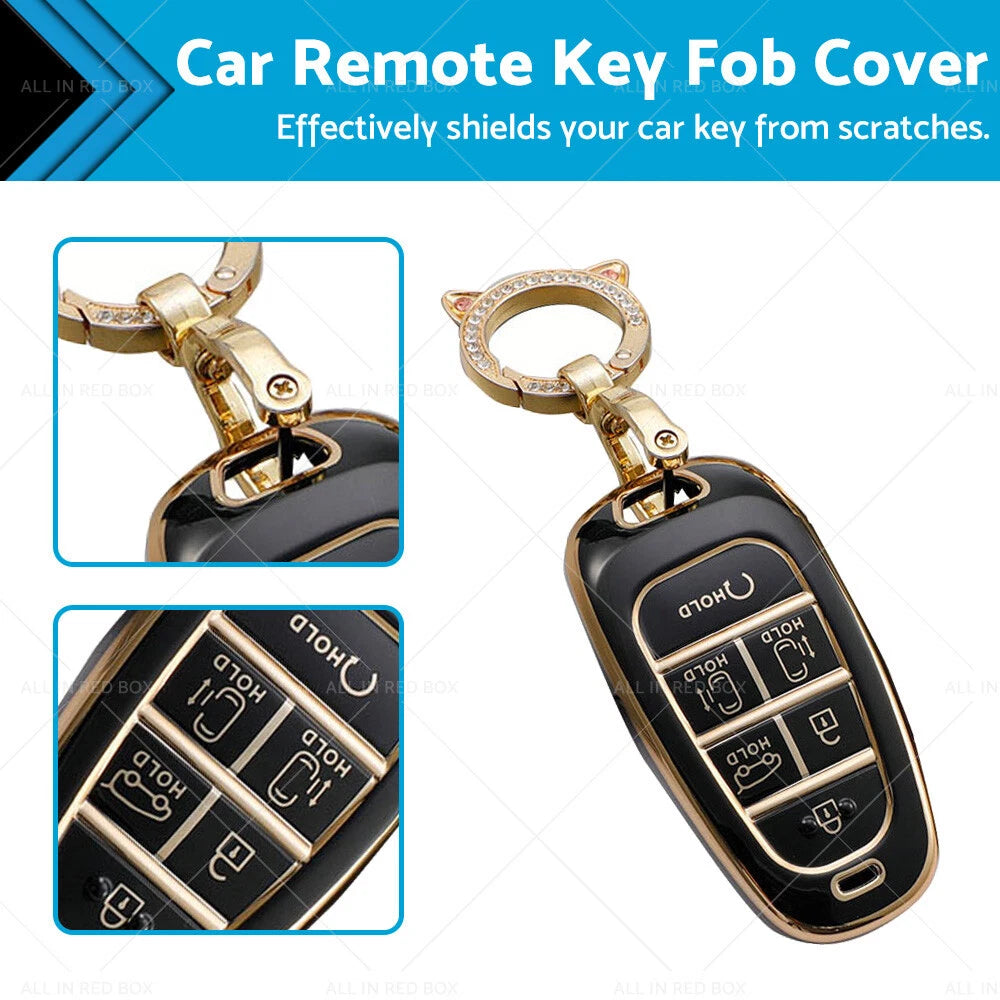 6 Button TPU Key Fob Cover for Hyundai Sonata Tucson Santa Fe (2010–2020)