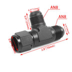 3-Way Tee Fitting Adapter AN4 AN6 AN8 AN10 AN12 Female to AN Male Black