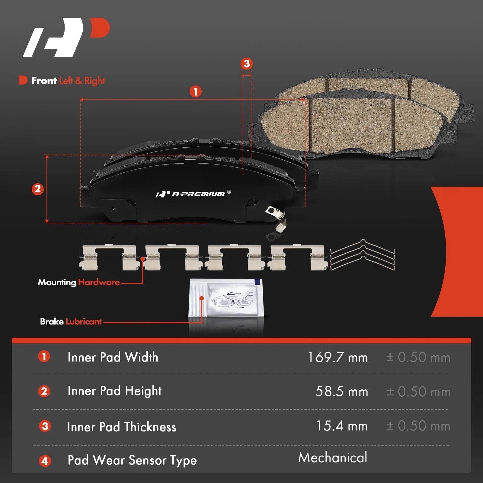 Set of 4 Front Ceramic Brake Pads for Chevy Traverse (2018–2021)