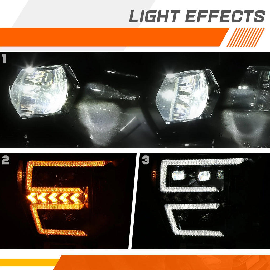 Full LED DRL Sequential Signal Projector Headlights for Ford F-150 (2021–2023)