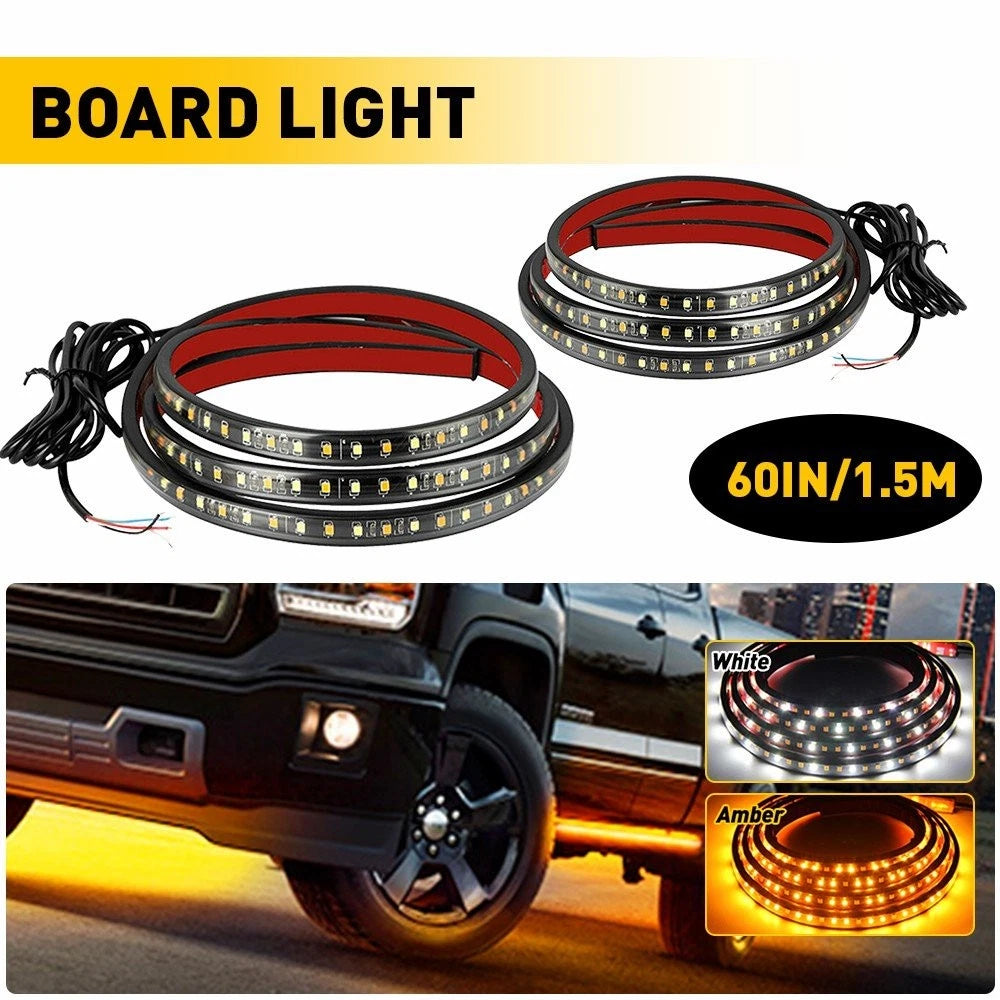 2X Emergency Strobe Strip Lights Bar for Truck (60 Inch, Amber White)