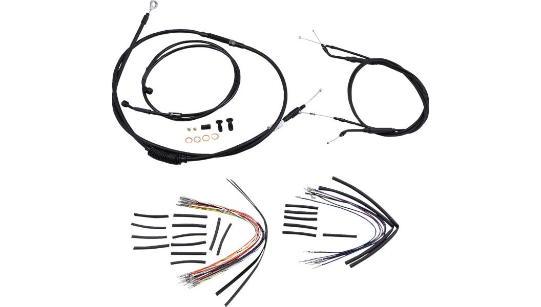 Burly Black Vinyl Cable Kit for Harley Dyna (1996–2005) 14" Ape Hanger