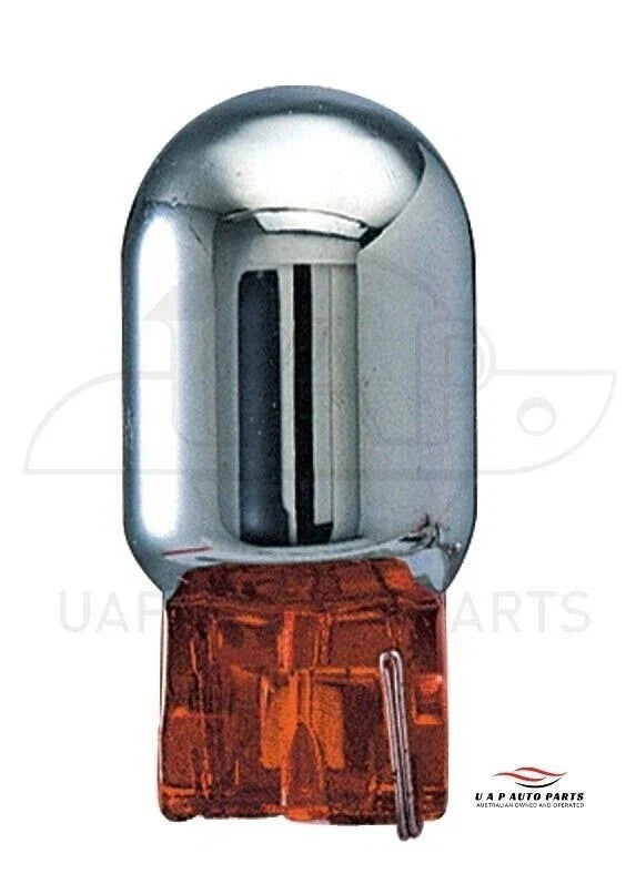 2 x Amber Wedge Silver Coating Indicator Light Bulb Globe