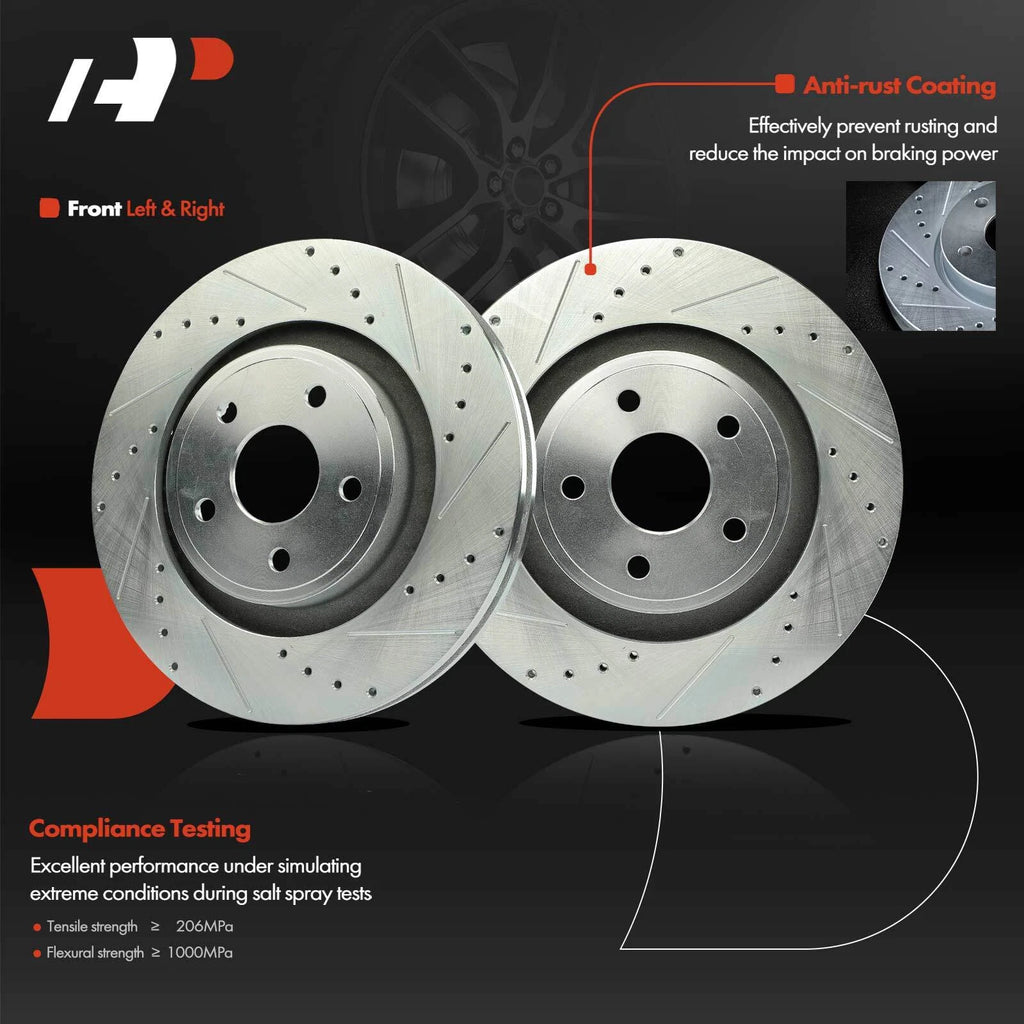Front Drilled Brake Rotors & Ceramic Pads for Jeep Grand Cherokee (2006–2010)