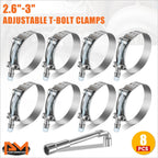 2X 2.5'' Stainless Steel T-Bolt Clamps for Turbo Intake (Universal)