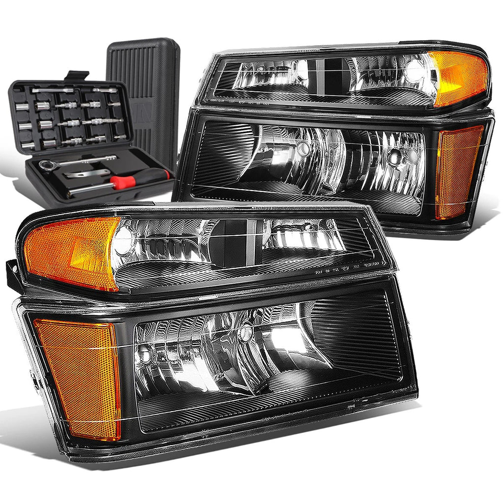 Set of 2 Black/Amber Side Headlight Bumper Lamps for Colorado Canyon (2004–2012)