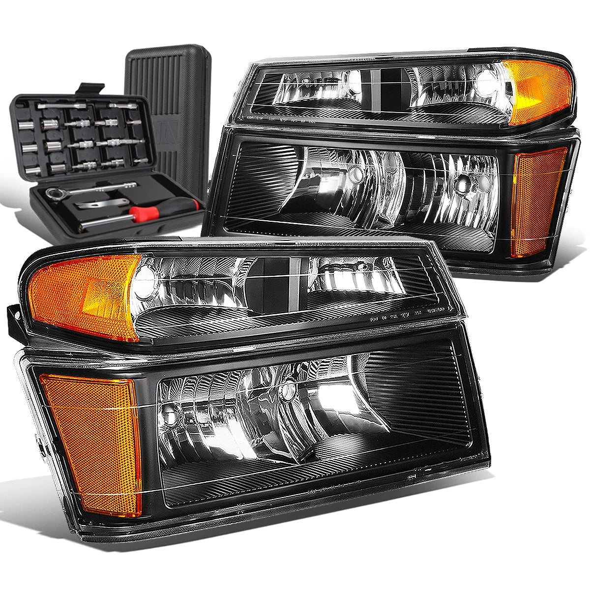 Set of 2 Black/Amber Side Headlight Bumper Lamps for Colorado Canyon (2004–2012)